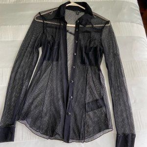 Guess Mesh button-down collared blouse